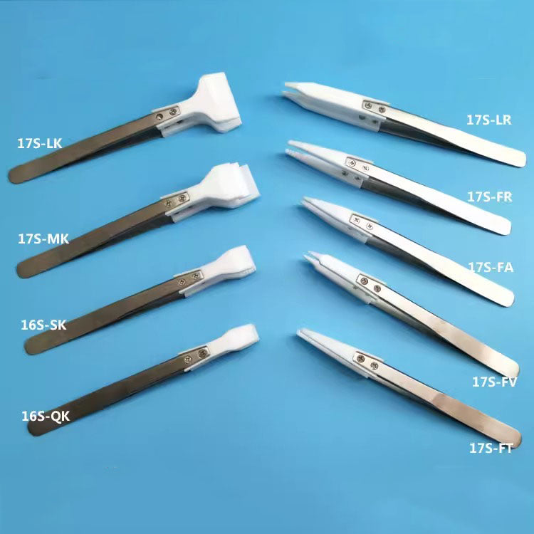 PTFE anti-static tweezers resistant to acid, alkali, and high temperatures for precise watch accessory handling.