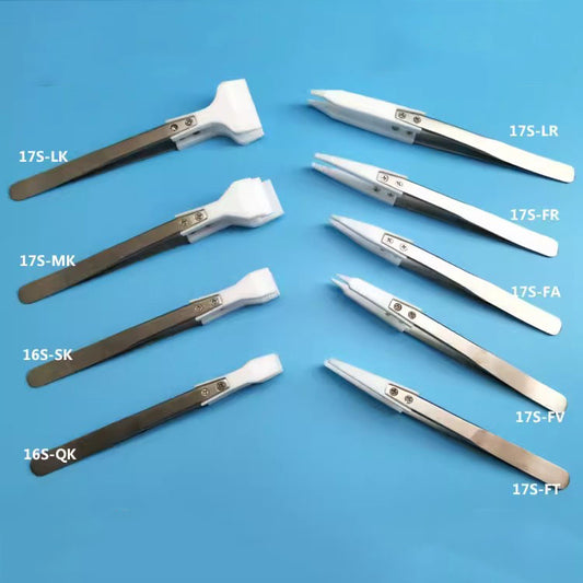 PTFE anti-static tweezers resistant to acid, alkali, and high temperatures for precise watch accessory handling.