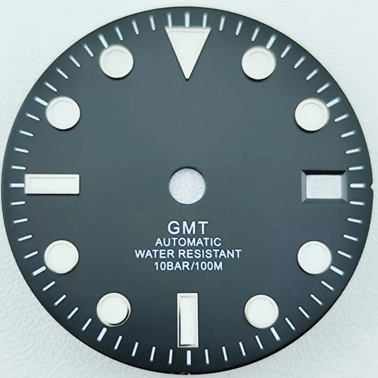 28.5mm White GMT Black Watch Dial Men's Watch Dial with Hands Suitable for NH34