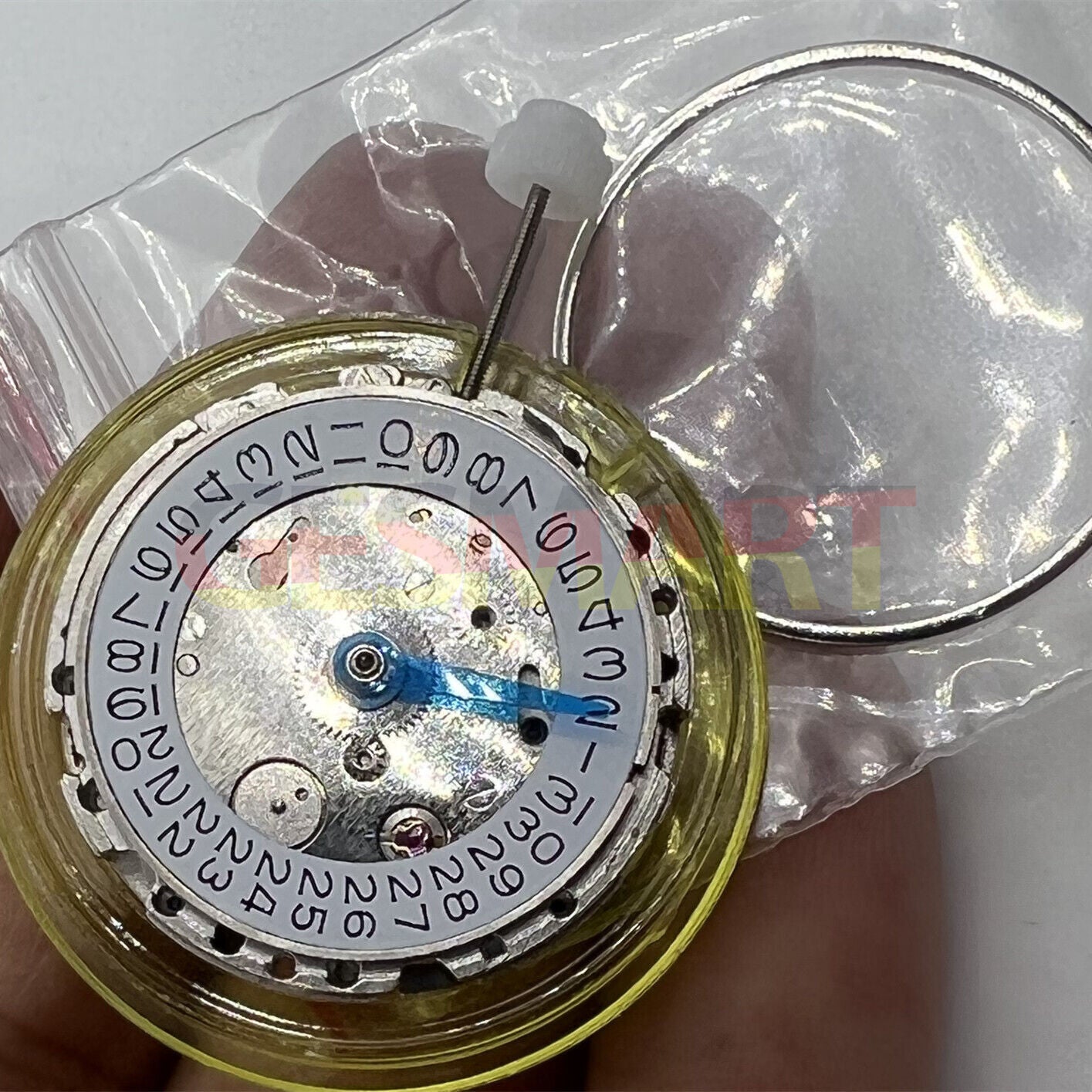 DG2813 automatic watch movement with 4 hands and 24-hour GMT function in silver finish.