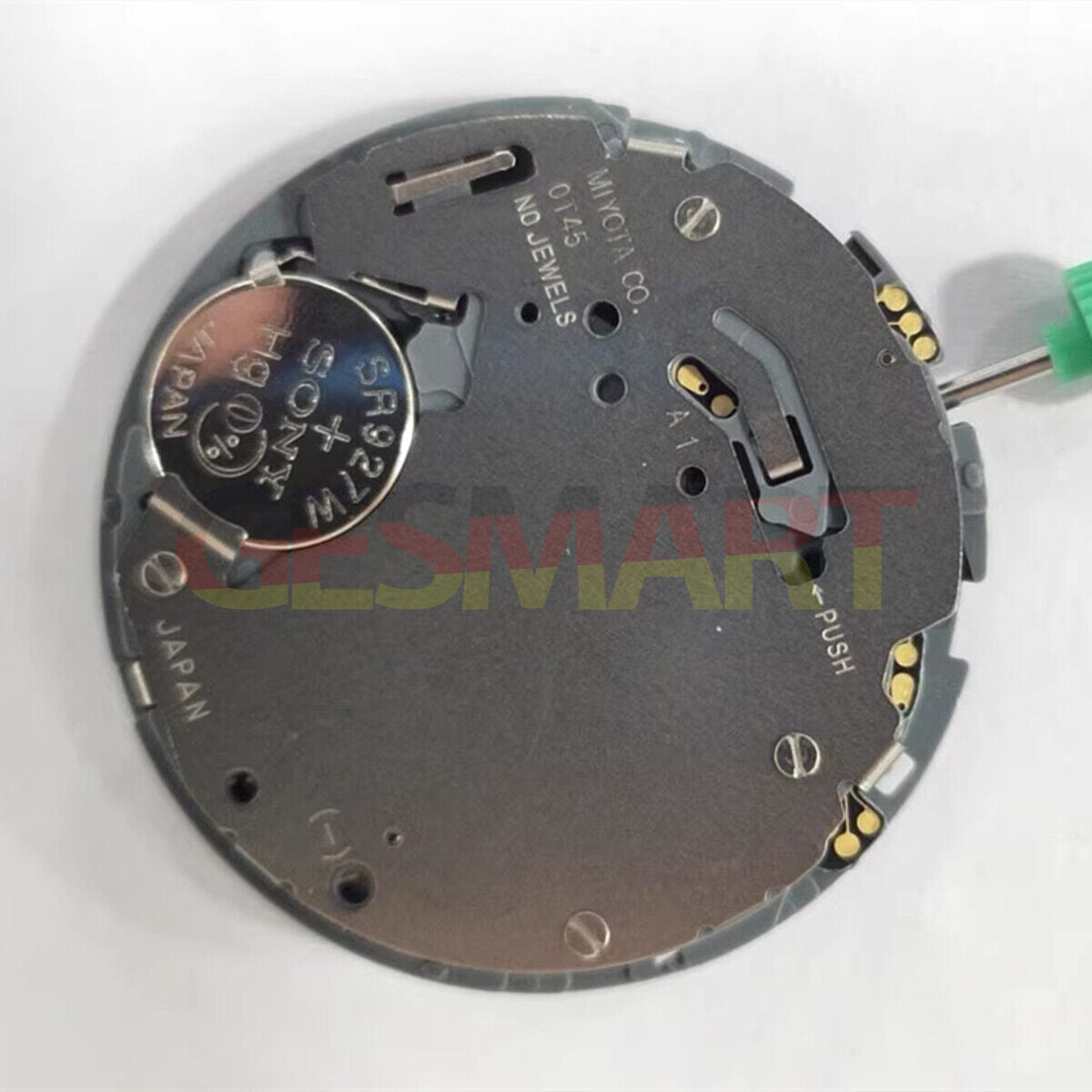 Miyota OT45 quartz watch movement with date display at 3 o'clock, precision Japanese craftsmanship