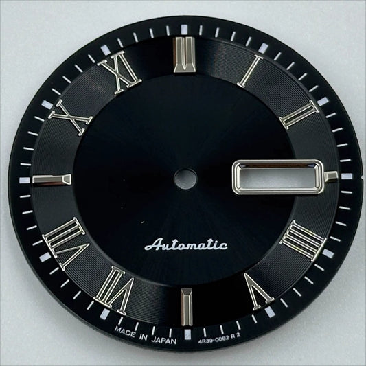 Black No Lume 32.7mm watch dial with Roman numerals, designed for NH35 NH36 movement.