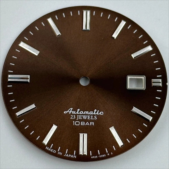 Silver Nail No Lume 34mm Modified Brown Watch Dial for NH35 NH36 Movement