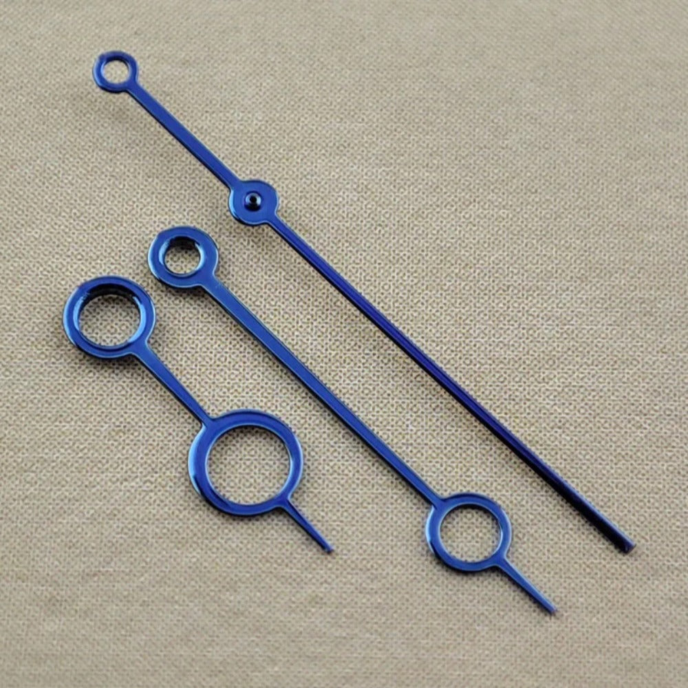 Blue 12.5mm hollow watch hands with no lume, compatible with NH35/36 NH38 NH72 movements, Brand.