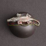 Solid Copper Crocodile Trinket Hand Carved Bronze Model Figurines