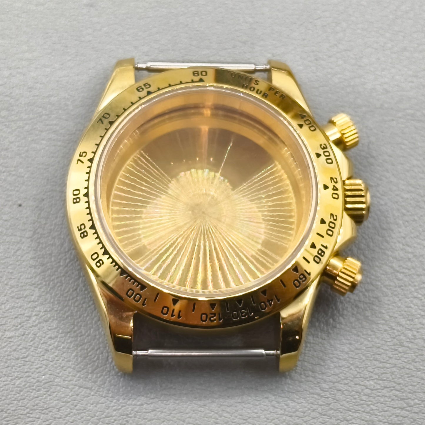 Gold Bezel 40mm Silver Watch Steel Case for Daytona VK63 VK64 Fits 20mm Strap
