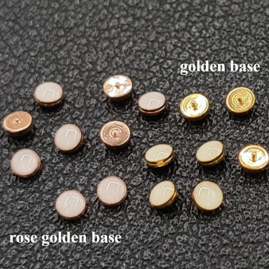 Set of 4 rose gold luminous bezel pips, 2.3x0.4mm, green lume, compatible with RLX Submariner watches.