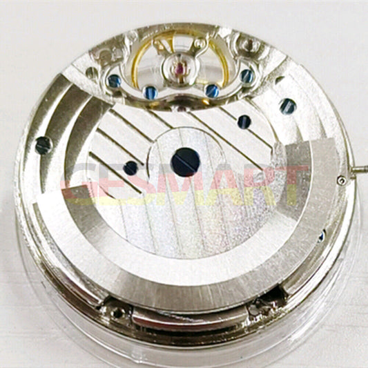 China Made automatic mechanical watch with bare balance wheel, 2 hands, and moon phase display.