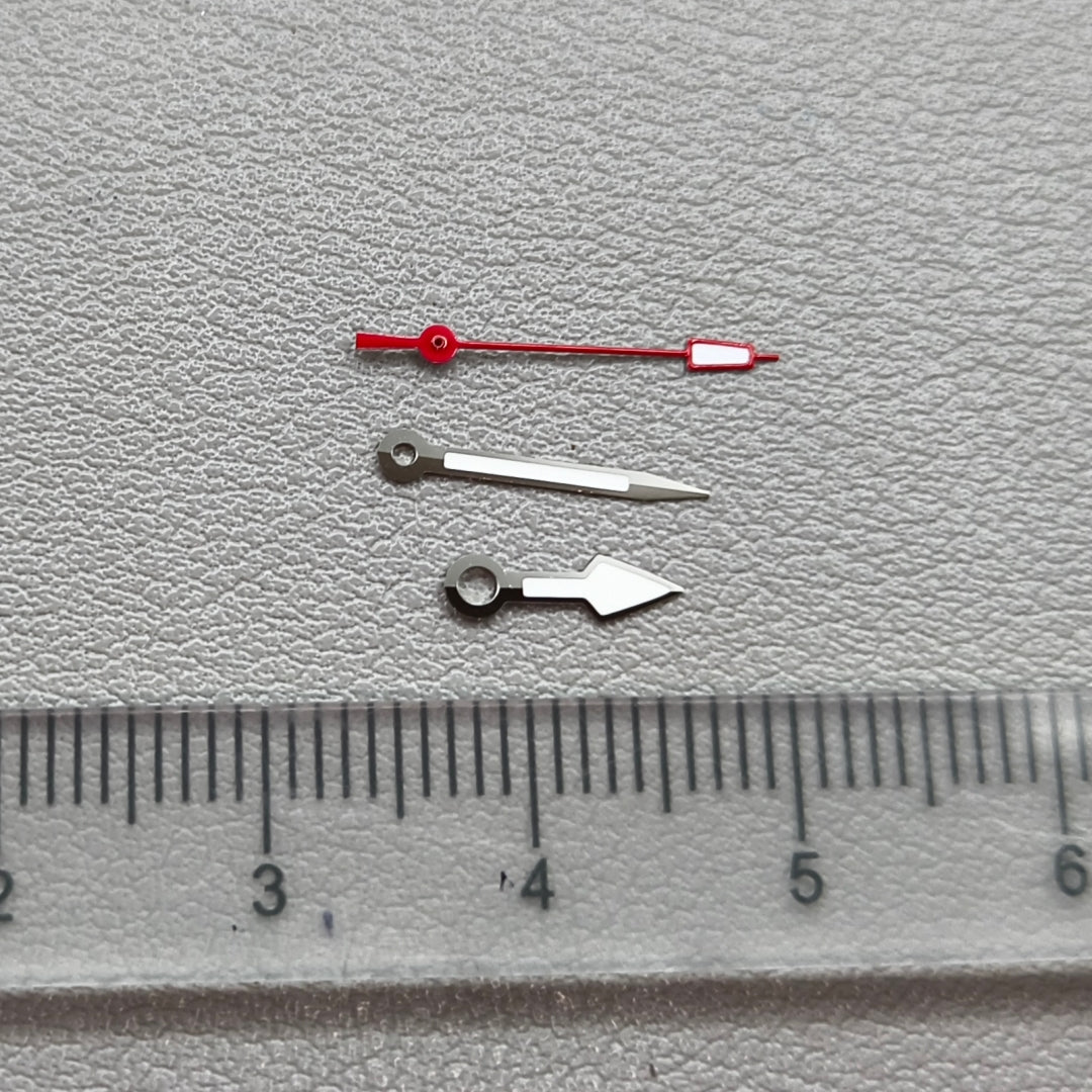 Silver Trim Green Lume Arrow Shape Red Second Hand Watch Hands for NH35 NH36