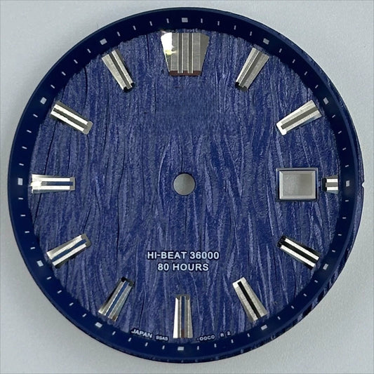 Blue GS 33.3mm No Lume Modified Waved Watch Dial for NH35 Movement