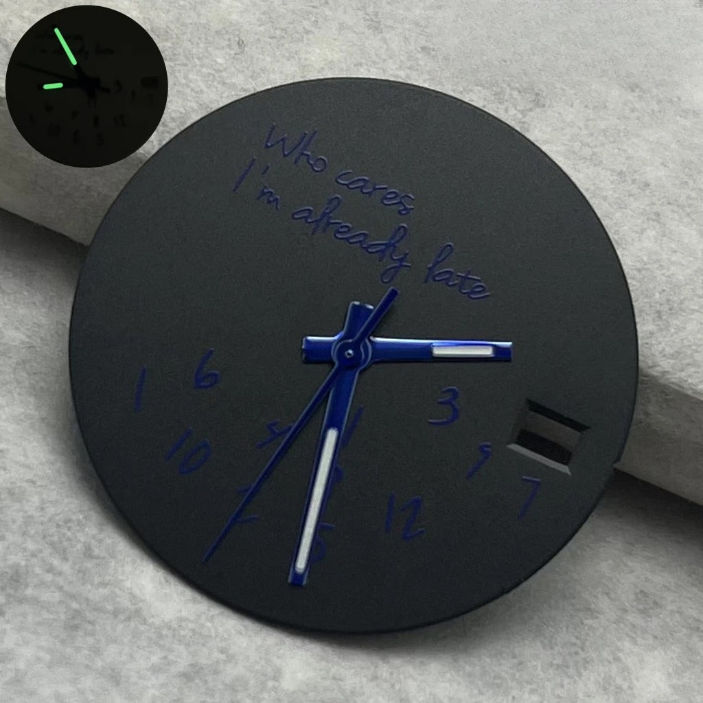 Modified 28.5mm DIY Watch Dial Fits NH35/NH36/4R/7S Who Cares Lt's Already Late