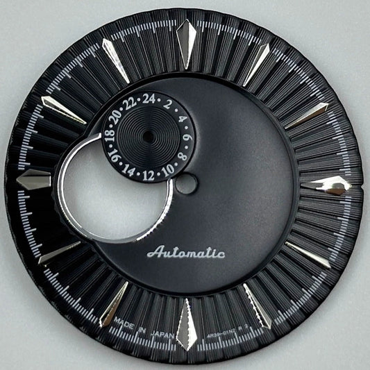 35mm Dark Black Silver Nail Cocktail Modified Diving Watch Dial for NH39 Movement