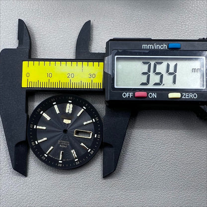 Silver 35.5mm vintage watch dial with green luminous nails, compatible with NH35 NH36 movements