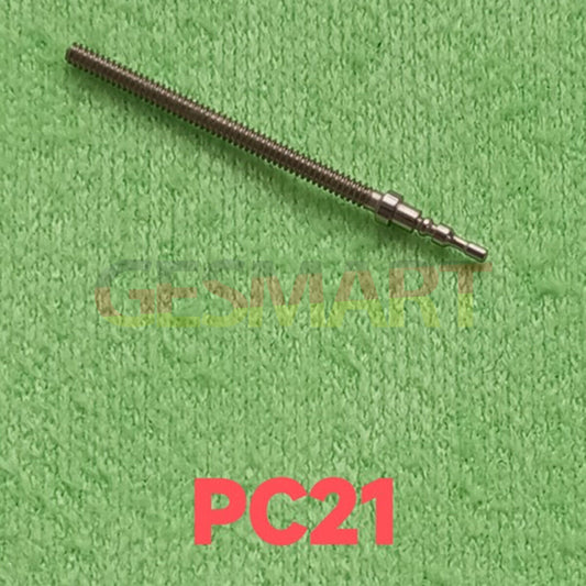 Movement watch winding stem for PC21, compatible spare part for precise watch repairs and replacements.