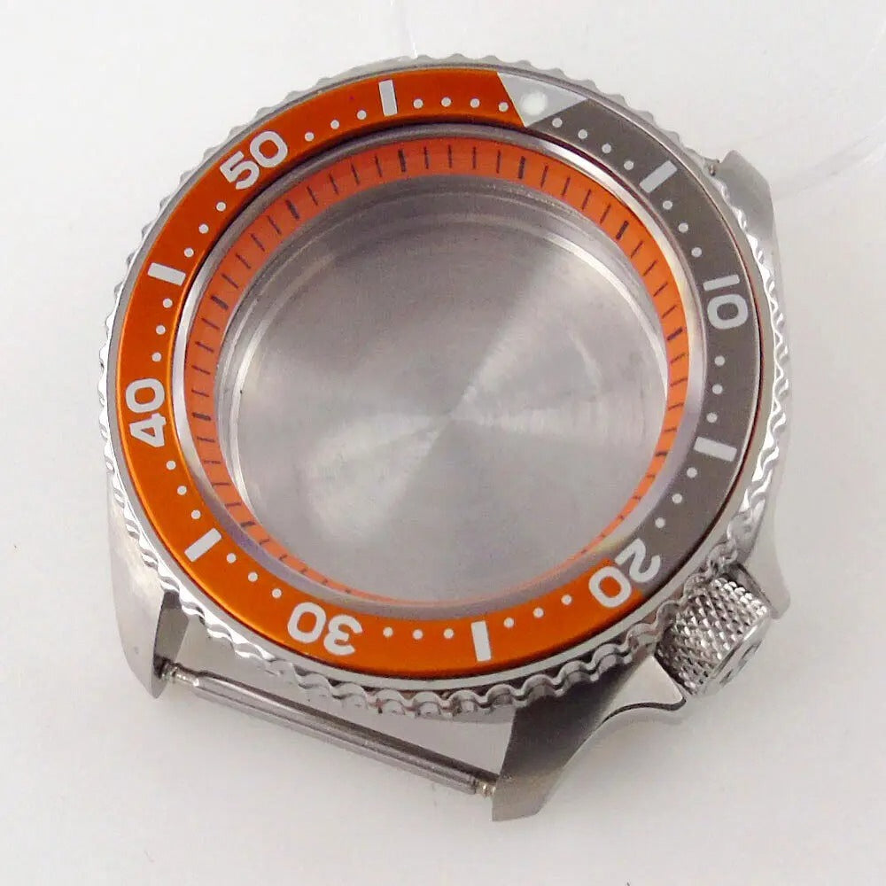 42mm Orange Chapter Ring Watch Case Sapphire Glass fit  NH35 NH36 NH34 SKX007