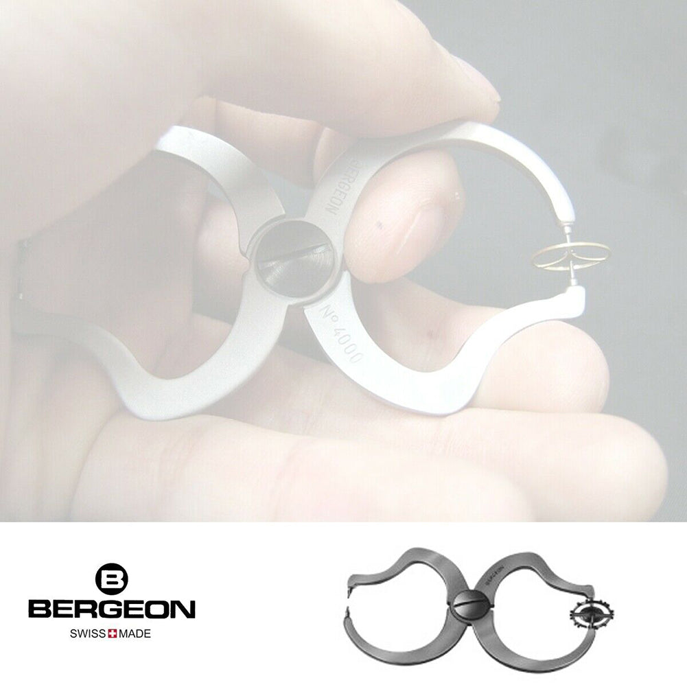 Bergeon 4000 truing tool calipers measuring watch balance escapement parts accurately for repair.