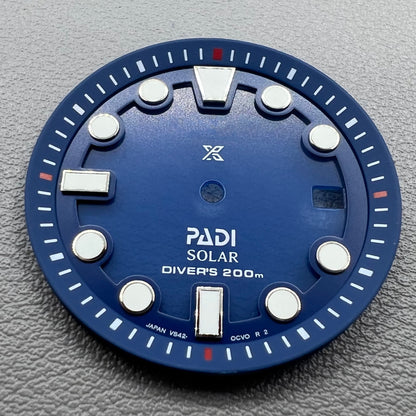 Gradual blue 31.8mm diving Datejust dial with green luminous markers for VS42 movement.