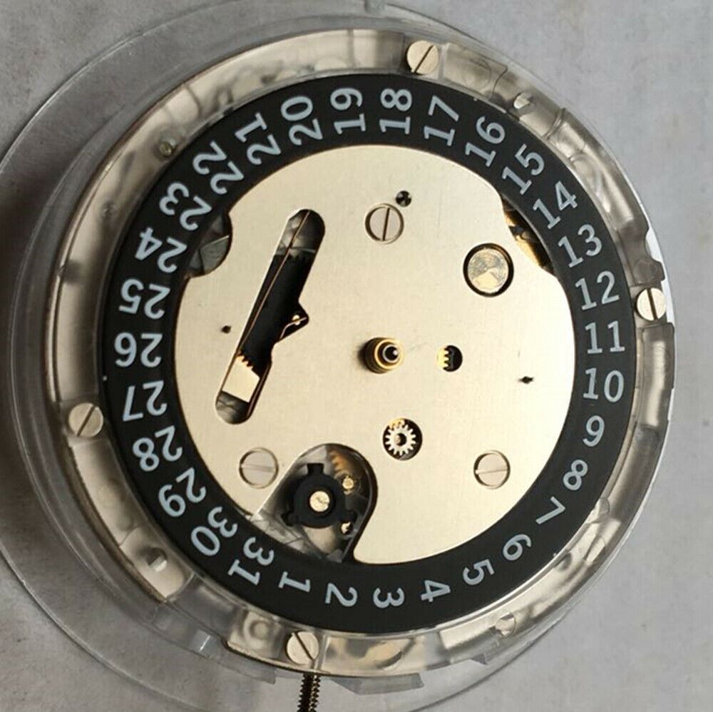 Swiss Made ETA C01.211 chronograph watch with mechanical movement, black dial, elegant 1853 design.