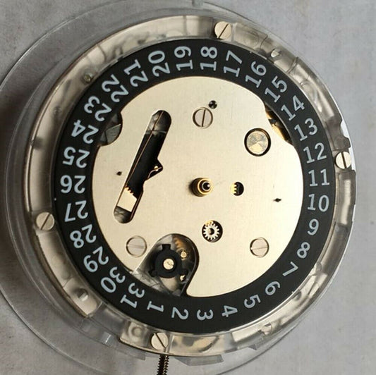 Swiss Made ETA C01.211 chronograph watch with mechanical movement, black dial, elegant 1853 design.