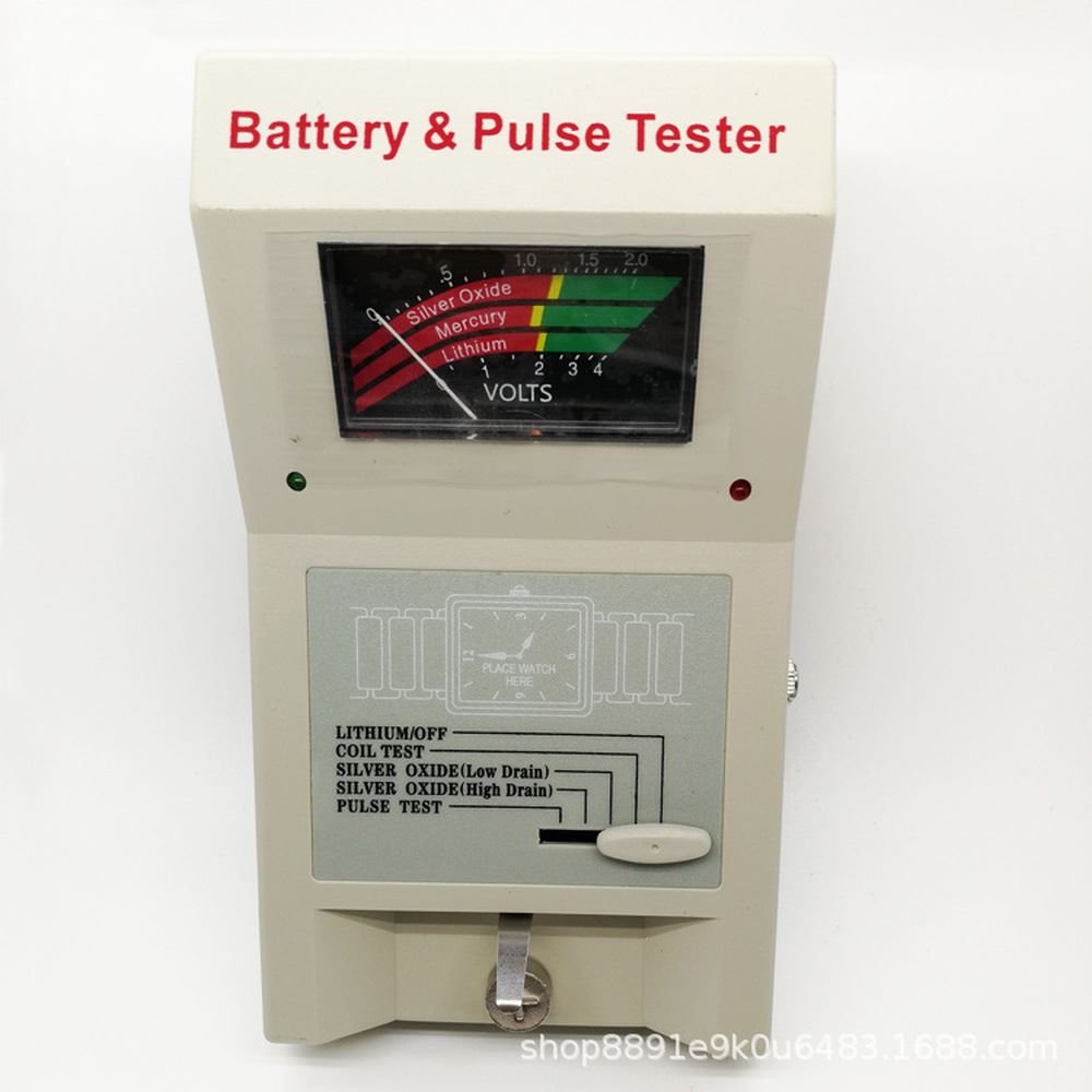 Watch battery tester for quartz movements, precise pulse testing; Brand New quality tool for accurate battery checks.