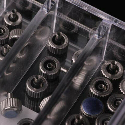 100pcs Steel Stainless Watch Crowns Different Sizes 3.0-8.0mm for Watch Repair