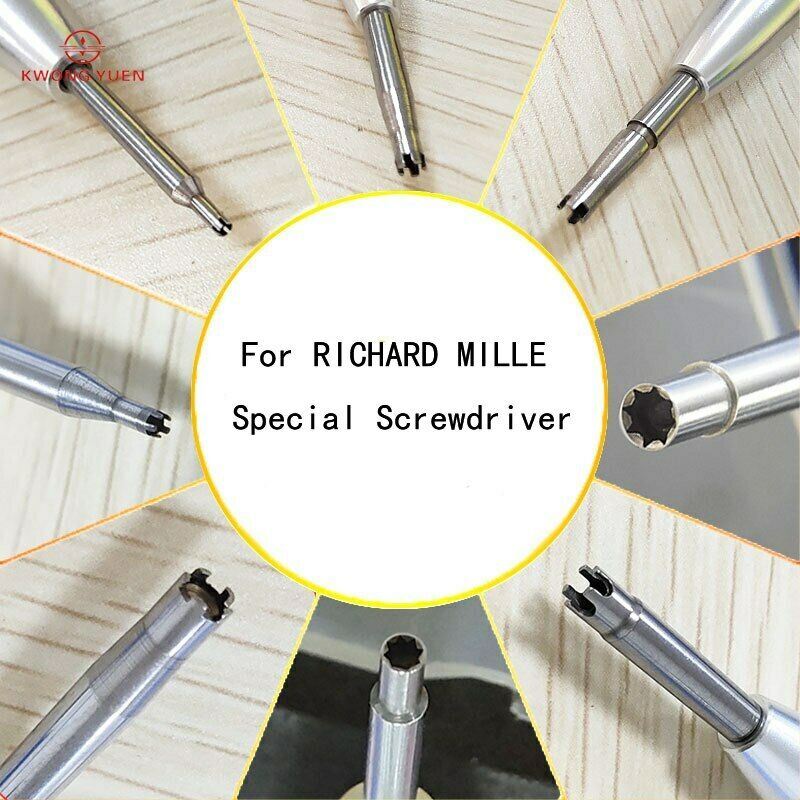 Precision Richard Mille watch screwdriver for strap and bezel adjustments with ergonomic grip.