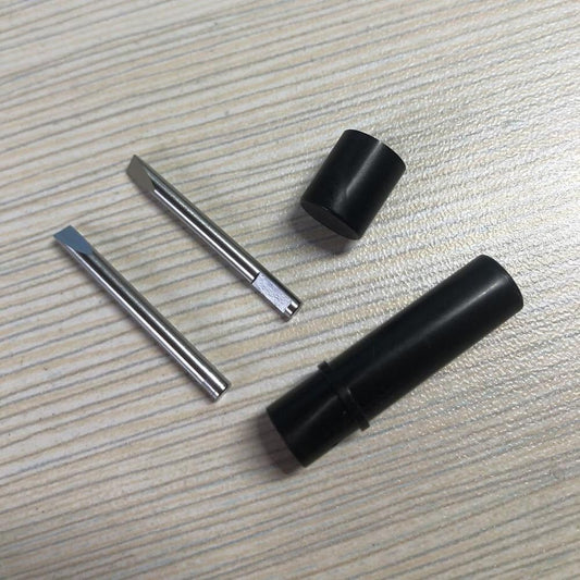Bergeon spare blades set for watchmaking, includes plastic tube with 2 precision blades for repairs and adjustments