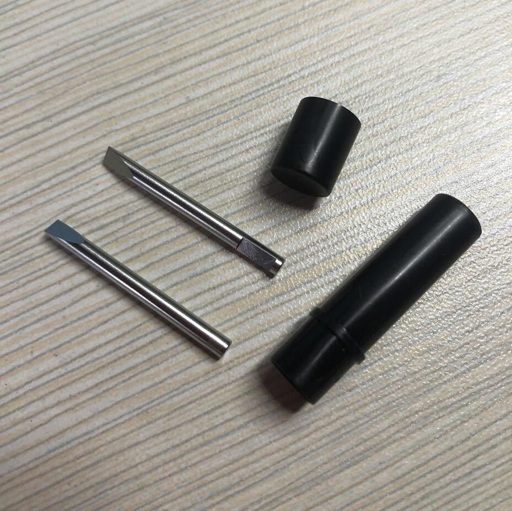 Bergeon watchmaking spare blades set with 2 precision blades in plastic tube for repairs and adjustments