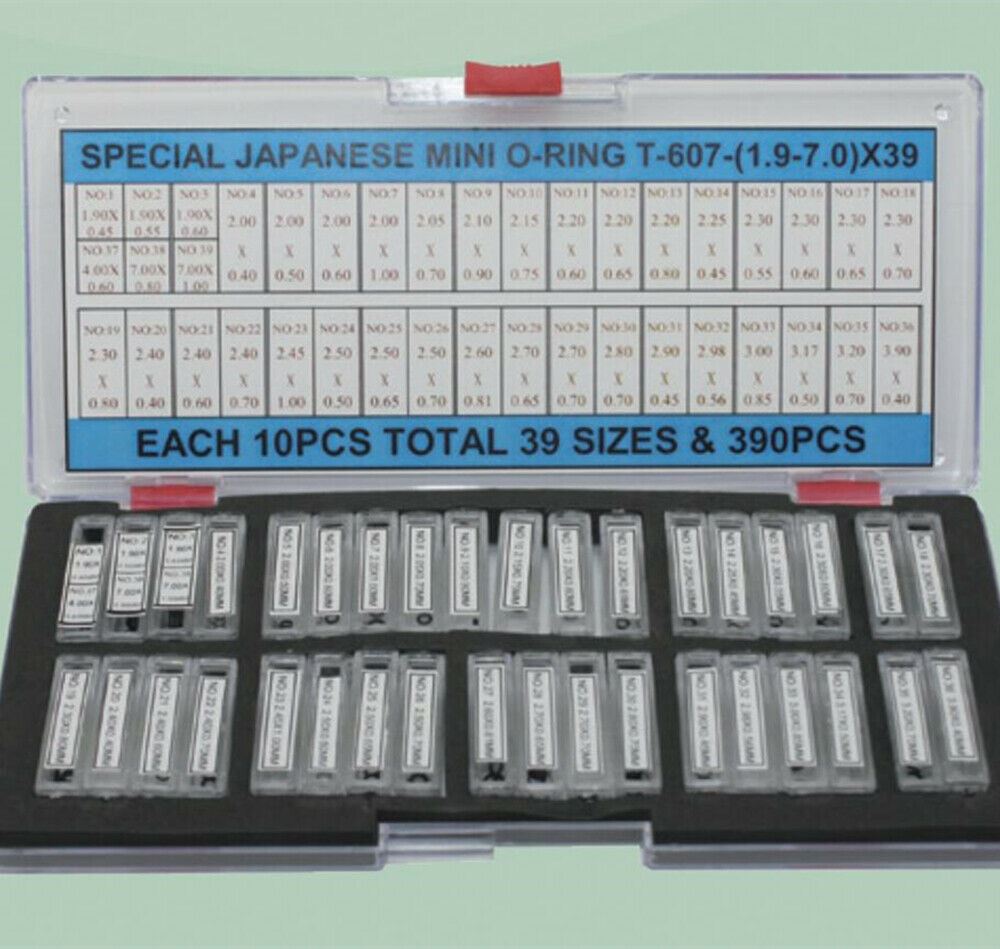 390pcs 39 Sizes 1.9-7mm Japan Waterproof Mini O-ring Kit for Watch Crown Seal