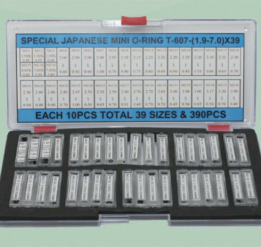 390pcs 39 Sizes 1.9-7mm Japan Waterproof Mini O-ring Kit for Watch Crown Seal