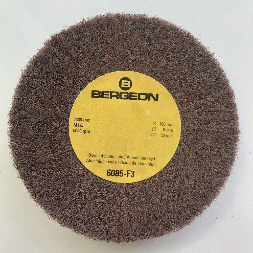 Bergeon 6085-F3 aluminum oxide polishing brush with fine grain for precise watch accessory care.