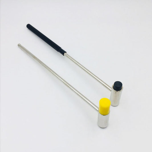 Multifunction steel hammer with 2 heads for precision watch band link repair.
