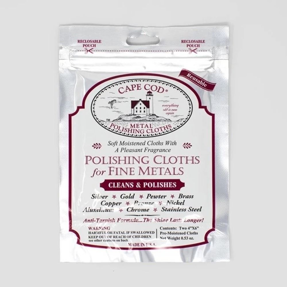 Cape Cod polishing cloths for watches and jewelry, cleans and shines metals, pack of 2.