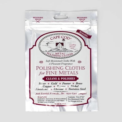 Cape Cod polishing cloths for watches and jewelry, cleans and shines metals, pack of 2.