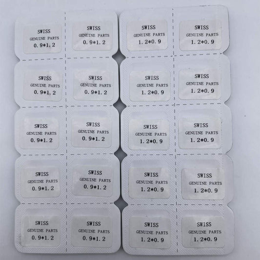 Swiss Made genuine stainless steel extension stems, 1.2mm & 0.9mm, for precise watch interface adjustment.