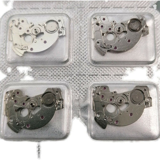 Golden and silver watch splint parts compatible with Miyota 6T51 6601 movement for precise repairs.