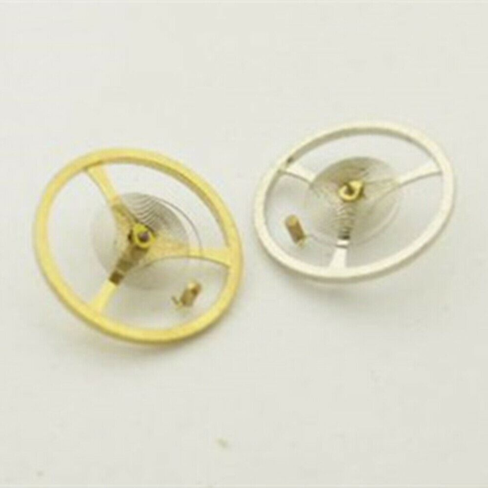Silver and gold skeleton balance wheel replacement for watches, China-made 2189 model.
