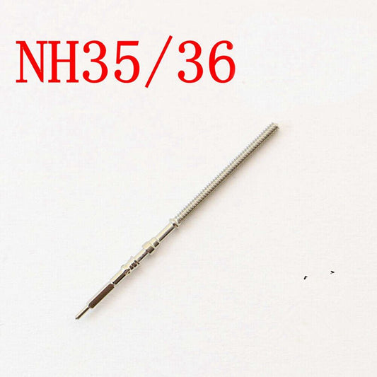 Replacement watch winding stem for NH35 NH36 movements, compatible spare part for precise repairs.