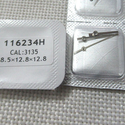 High Pinion 116233H classic watch hands set for 3135 movement featuring hour, minute, and second hands.