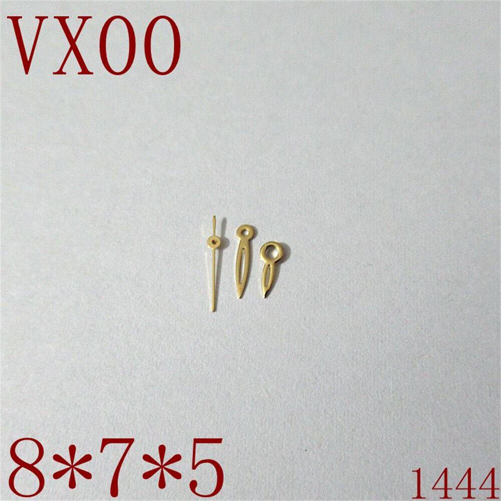 Generic luminous watch hands set with hour, minute, and second hands for VX00 movement by 1444, ideal for watch repairs.