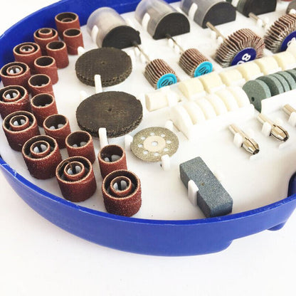 276PCS rotary tool kit with grinding, cutting, sanding, and polishing discs for detailed DIY watch accessory projects.