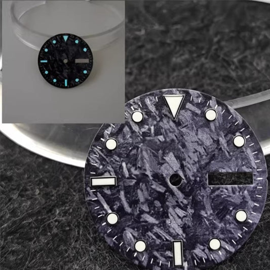 28.5mm BGW9-C3 green lume dial with natural carbon fiber texture, fits NH36 movement, watch accessory.