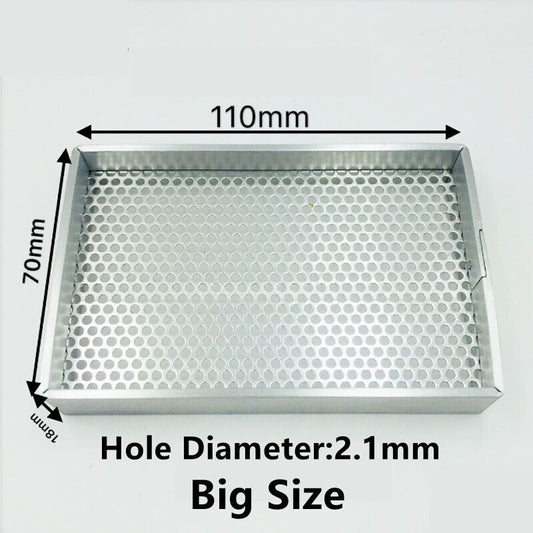 Aluminum watch cleaning tray 110x70mm with compartments for watchmakers, branded organizer tool.
