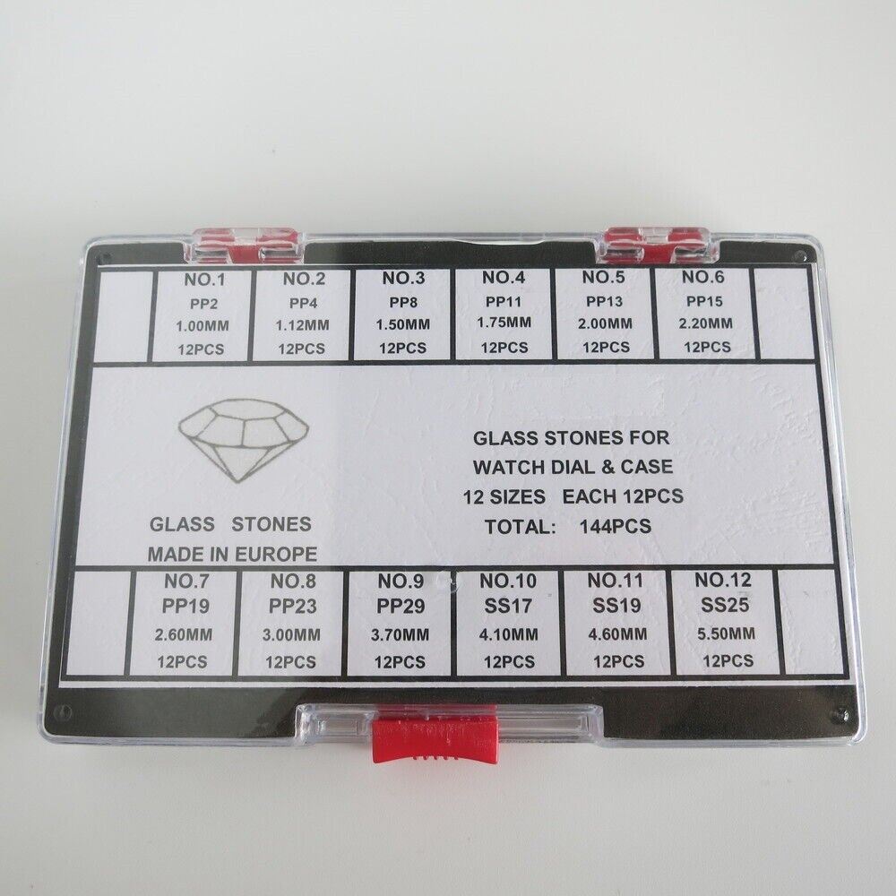 Watch Glass Stones Assortment, 12 Sizes for Dial & Case, PP2-SS25, Perfect for Watch Accessories