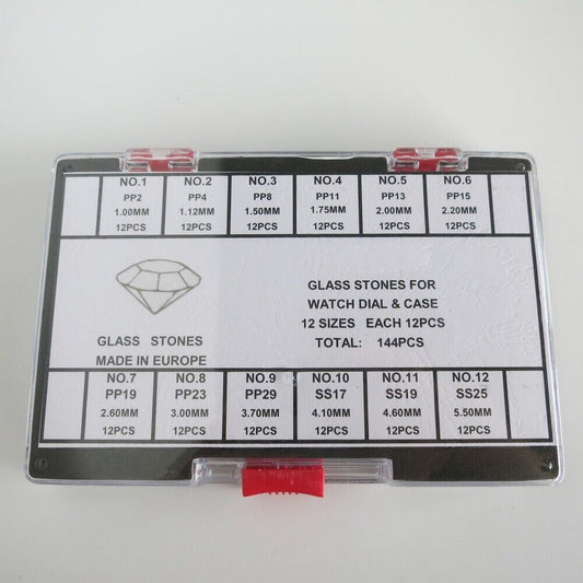 Watch Glass Stones Assortment, 12 Sizes for Dial & Case, PP2-SS25, Perfect for Watch Accessories