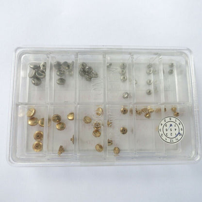 AB-659 Dust Proof Steel Watch Crown Kit by 1 MICROM, gold plated durable repair tool for watchmakers.