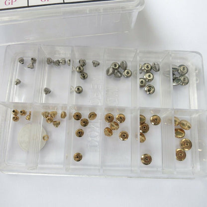 AB-659 Dust Proof Steel Watch Crown Kit by 1 MICROM, gold plated durable tool for precise watch repairs.