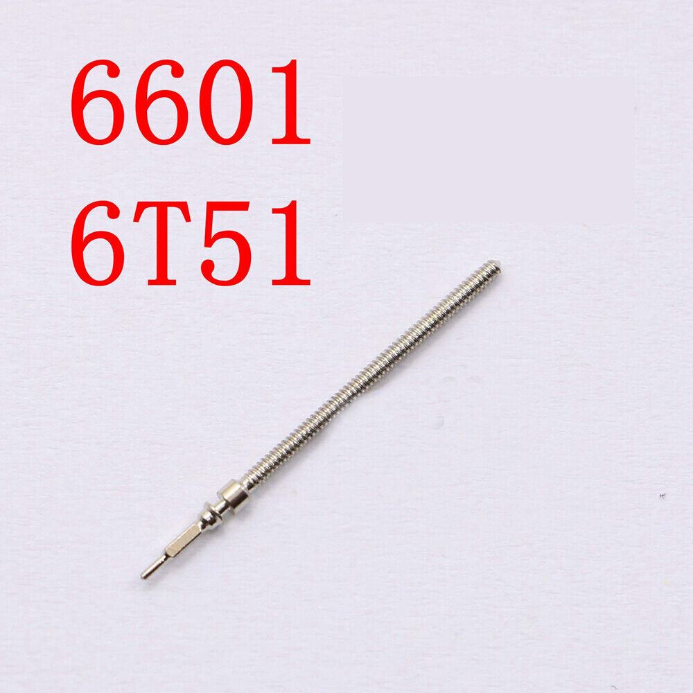 Replacement winding stem for Miyota 6601 6T51 watch movement, compatible with various watch brands.