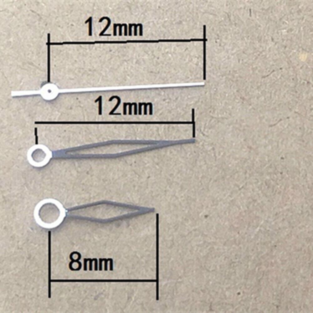 12mm black rhombus watch hands without luminous, compatible with Miyota 8205 quartz movement.