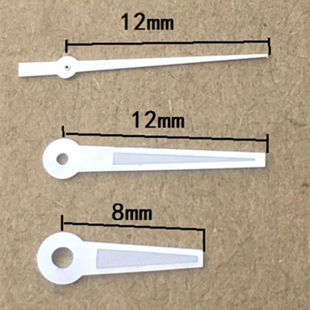 12mm silver trimmed green luminous watch hands for Epson TMI VJ12 quartz movement, precise fit.